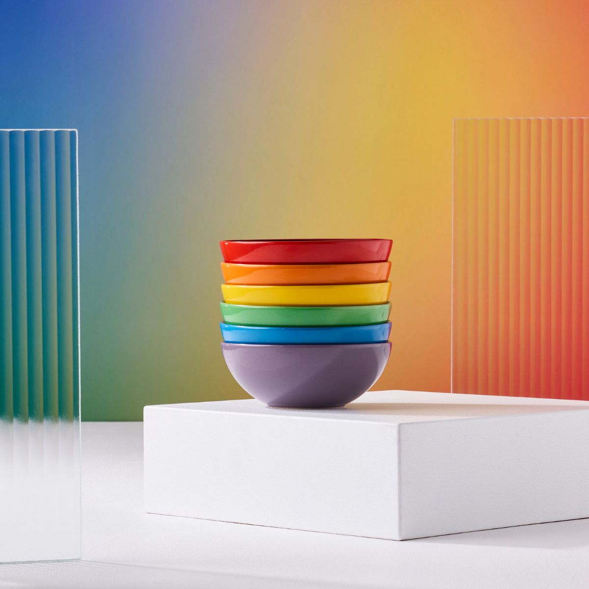 Set of 6 Le Creuset Rainbow Ceramic Bowls - Claudia&Julia