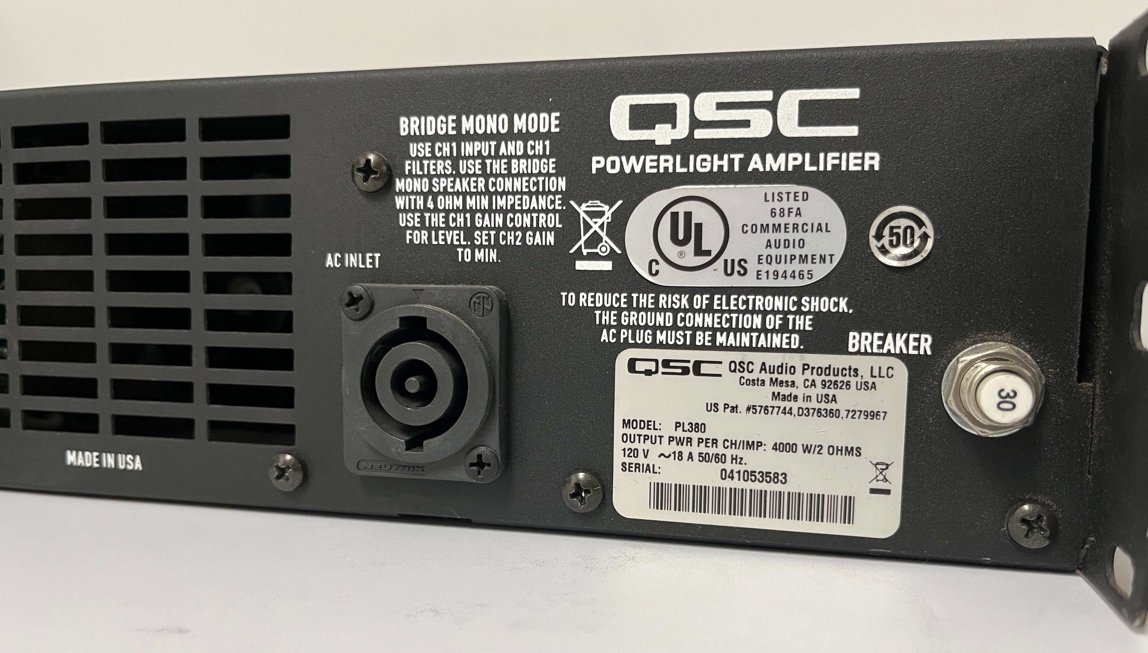 QSC PL380 Powerlight 3 Series Power Amplifier – CLAIR Used Gear