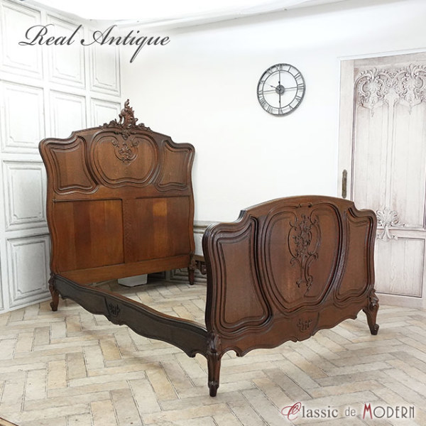1900年頃 オーク材 フランス アンティーク・ベッドフレーム