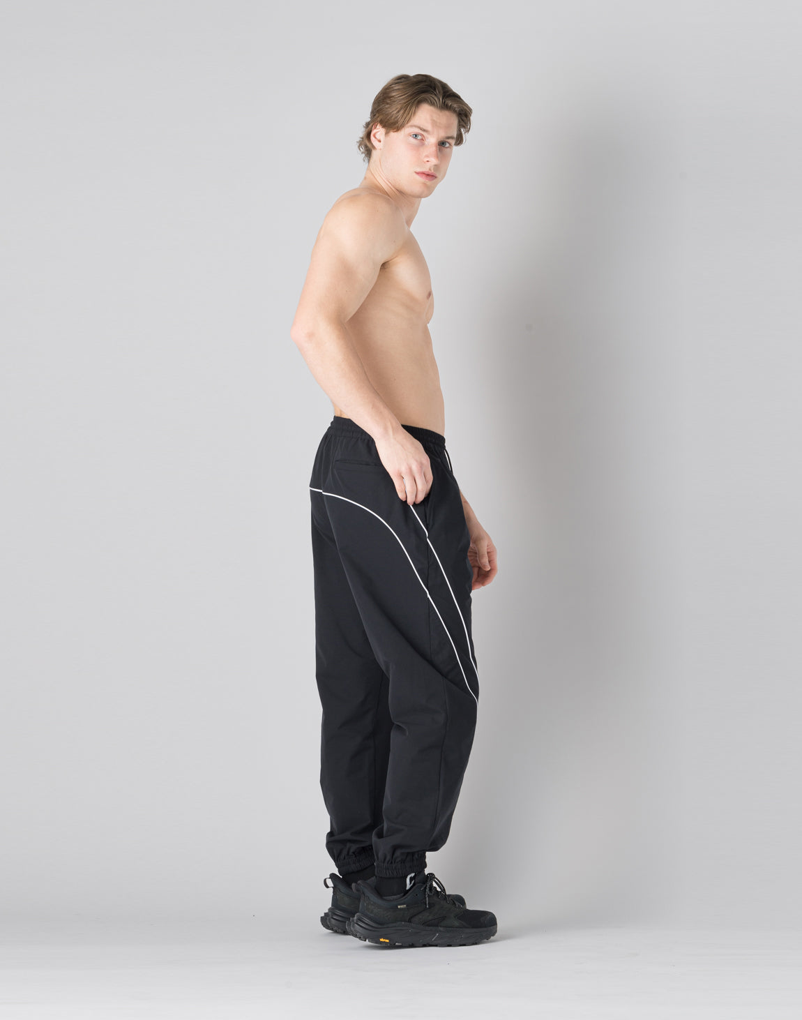 CRONOS Piping design long pants【BLACK】