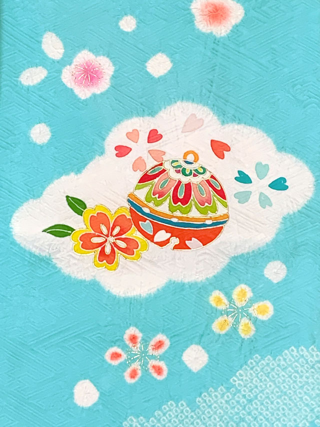 七五三 7歳 女の子用 日本製 正絹 本絞り 手描き友禅 絵羽付け 四つ身