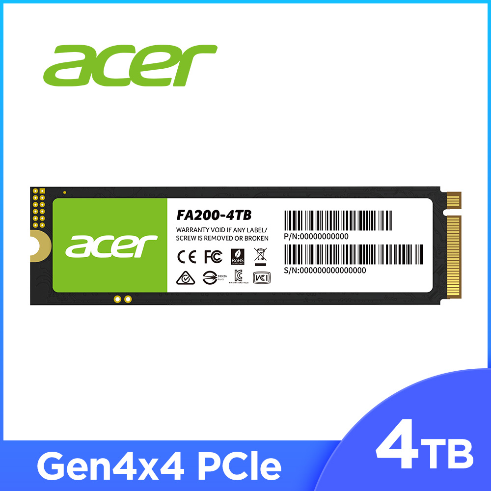 ACER 宏碁Acer FA200 2TB Gen4 M.2 2280 PCIe SSD固態硬碟- PChome 24h購物