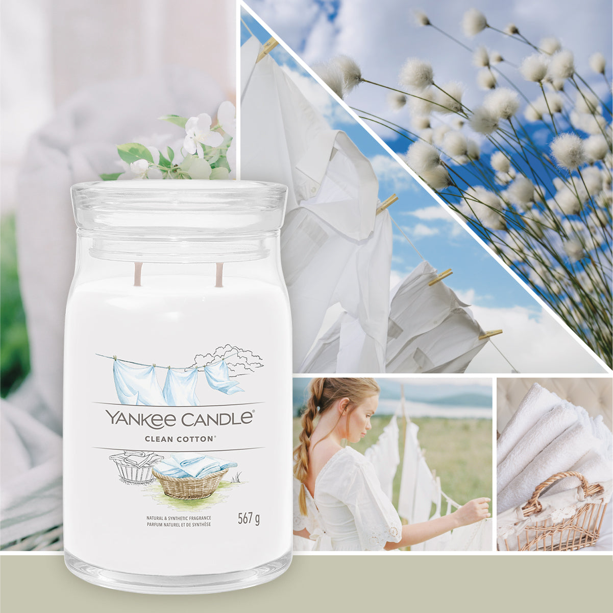 Yankee Candle Clean Cotton Large Jar - Fresh Cotton Scent – Curios