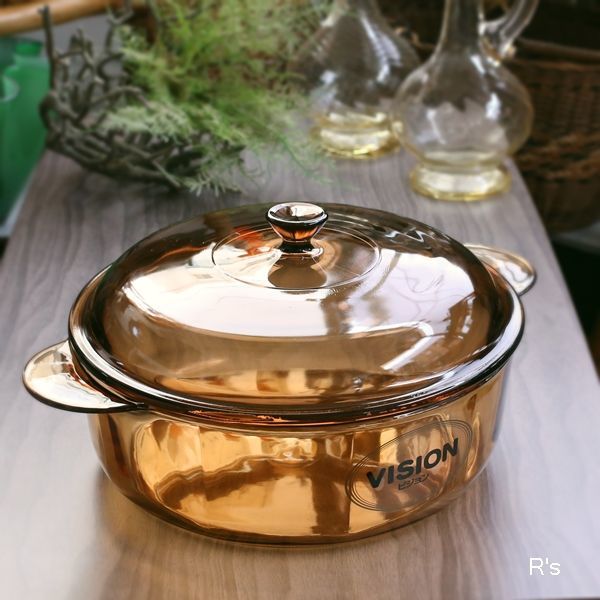 フランス VISION 岩城硝子 ガラス両手鍋 3.4L エレガントライン TBK