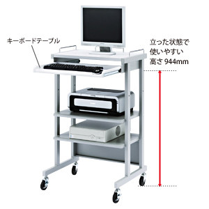 業務用パソコンラック(W631×D510×H1073mm・立ち作業・キャスター付