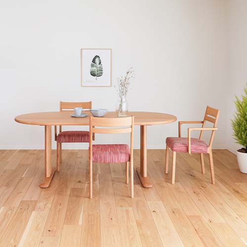 飛騨家具 shirakawa シラカワ ネオテーブル 楕円形 2本脚 国産家具