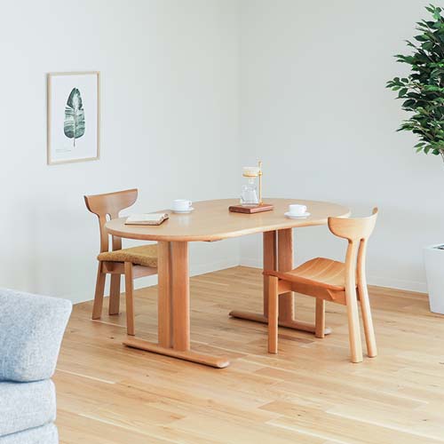 飛騨家具 shirakawa シラカワ ネオテーブル ひょうたん形 2本脚 国産