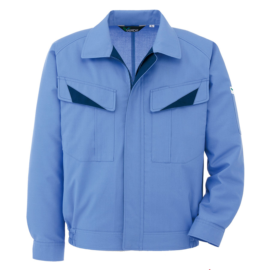 男女ペア長袖ブルゾン GS2623 上 ライトブルー | 【ミドリ安全