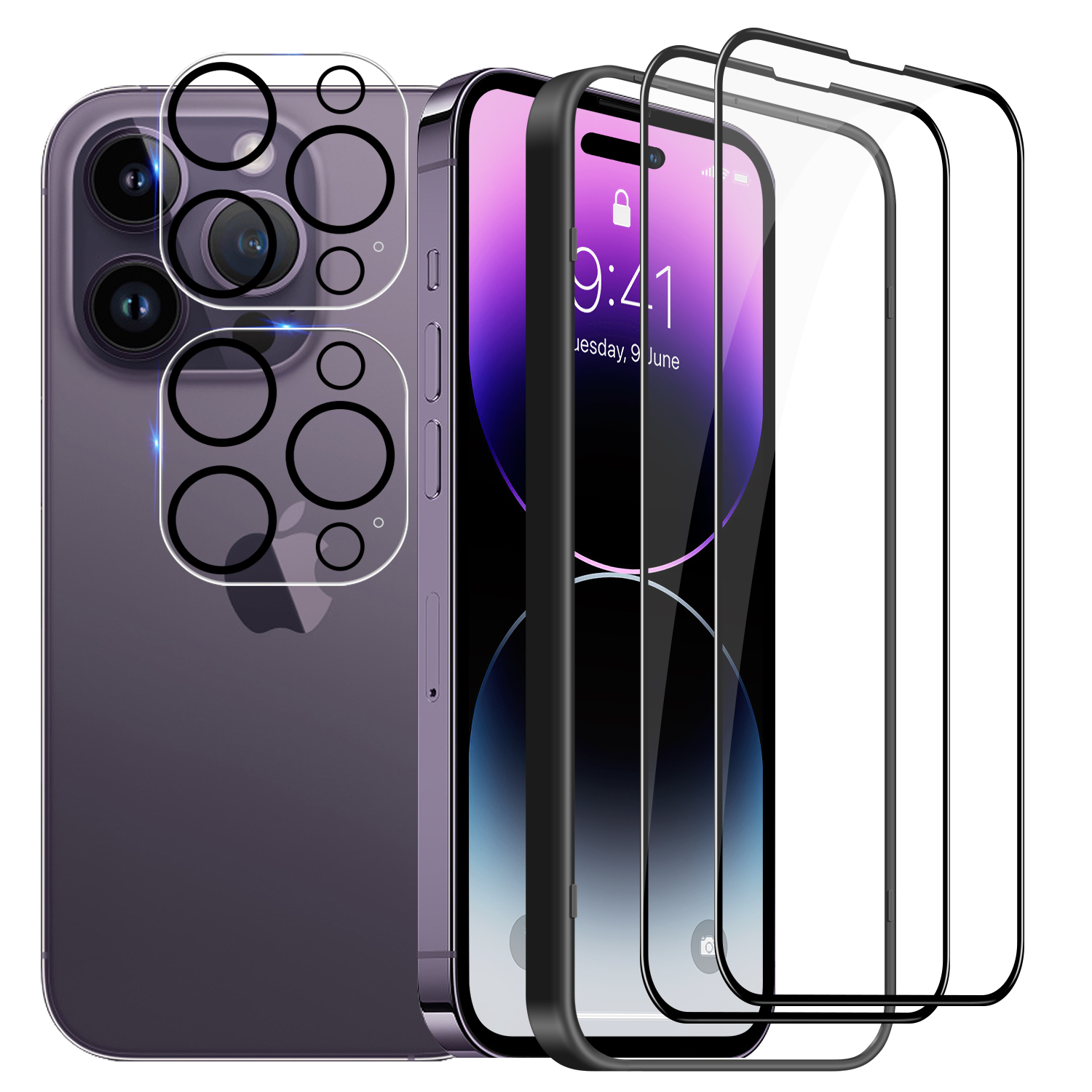 iPhone 14 Pro 強化フィルム＋レンズフィルムセット 日本旭硝子製 貼り