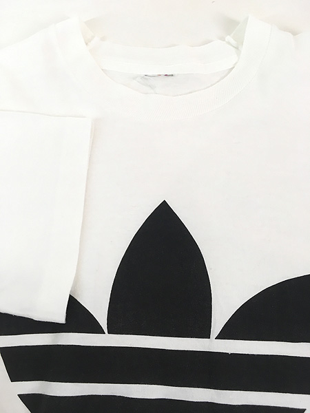古着 90s adidas BIG トレフォイル Tシャツ 白 L位 古着【30off