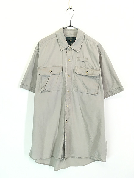 古着 90s ORVIS 無地 ソリッド コットン フィッシング シャツ 半袖 L