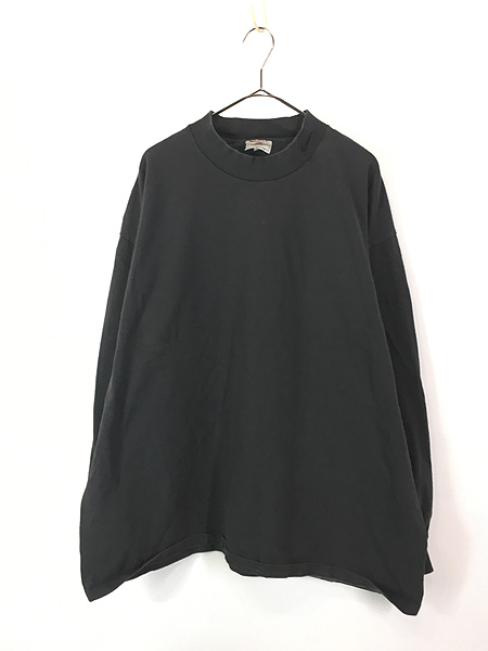 古着 90s USA製 NIKE スウォッシュ ワンポイント モックネック 長袖 T