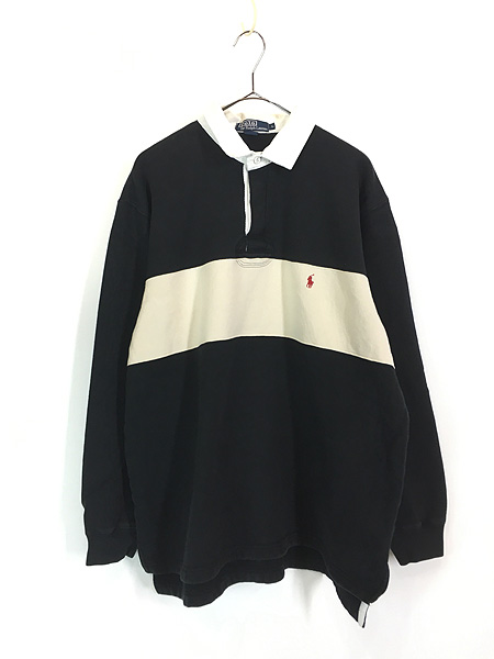 古着 Polo Ralph Lauren 黒×アイボリー スウェット ラガー ラグビー