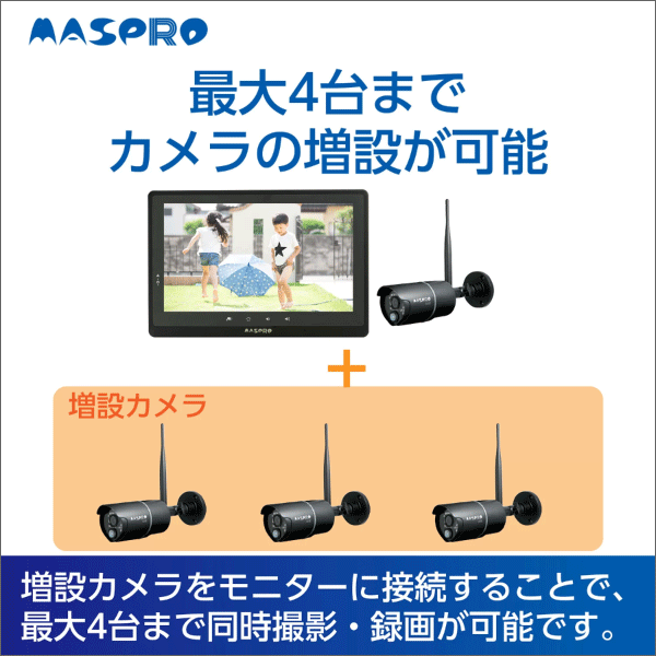 マスプロ電工】モニター&ワイヤレスHDカメラセット 増設用カメラ