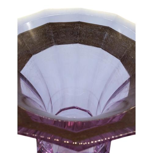 Moser (モーゼル) 花瓶 フラワベース 金彩人模様 パープル｜トレファク