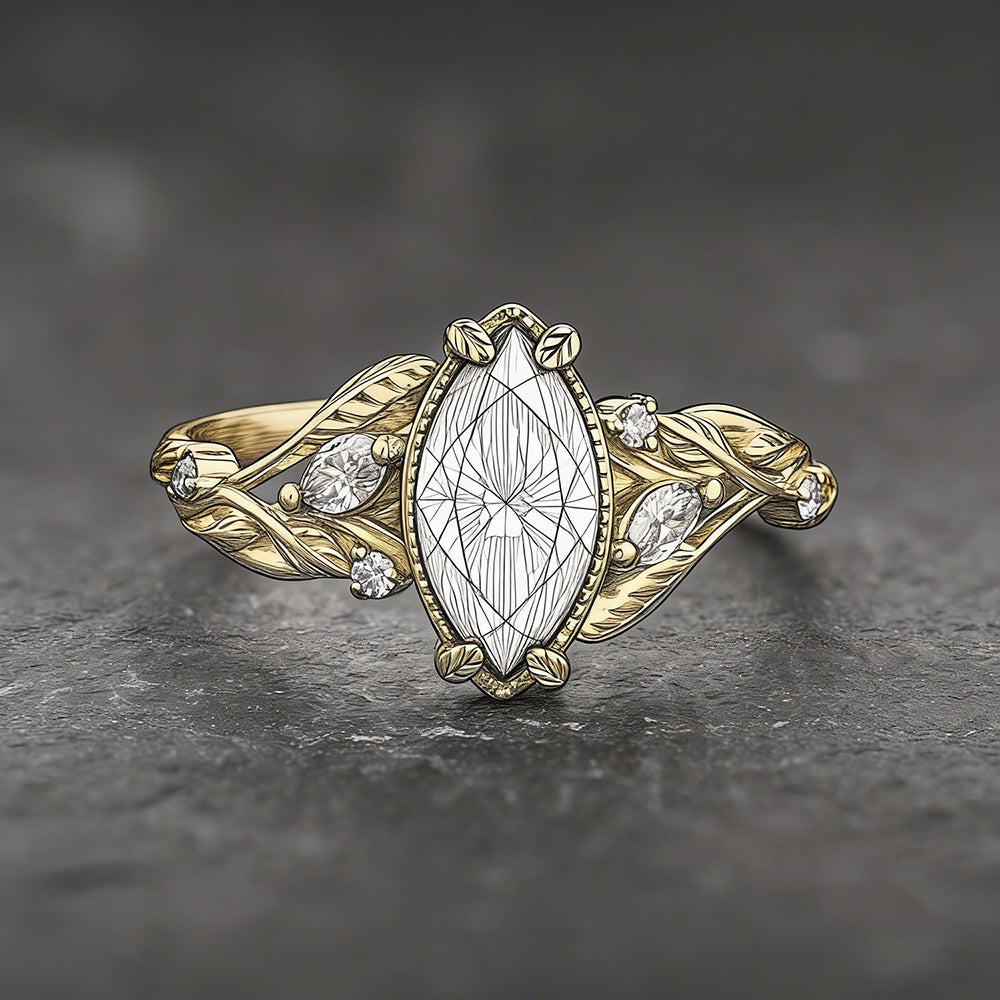 Spectacular Celestial Engagement Ring With Grey Spinel And Black