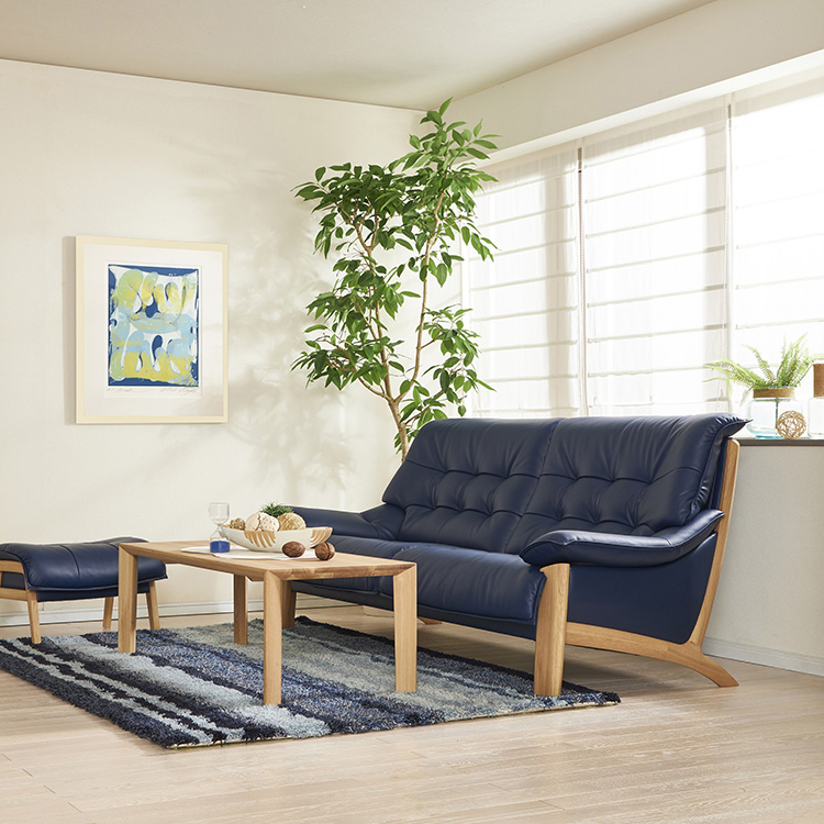 2人掛ソファ ZU4922 グランブルー ピュアオーク 通販 | 【公式