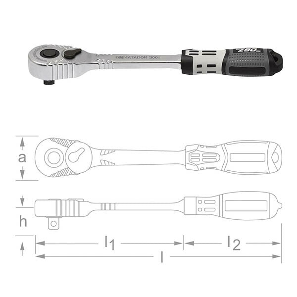 日本正規品 マタドール (3/8SQ)Z90ストラップ穴付ラチェットハンドル