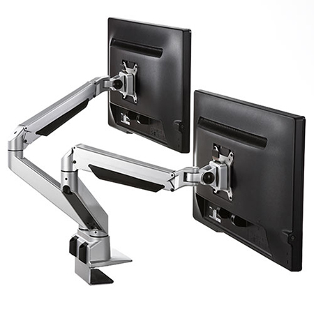 在庫限り】デュアルモニターアーム 耐荷重各2～10kg 水平垂直可動 ガス