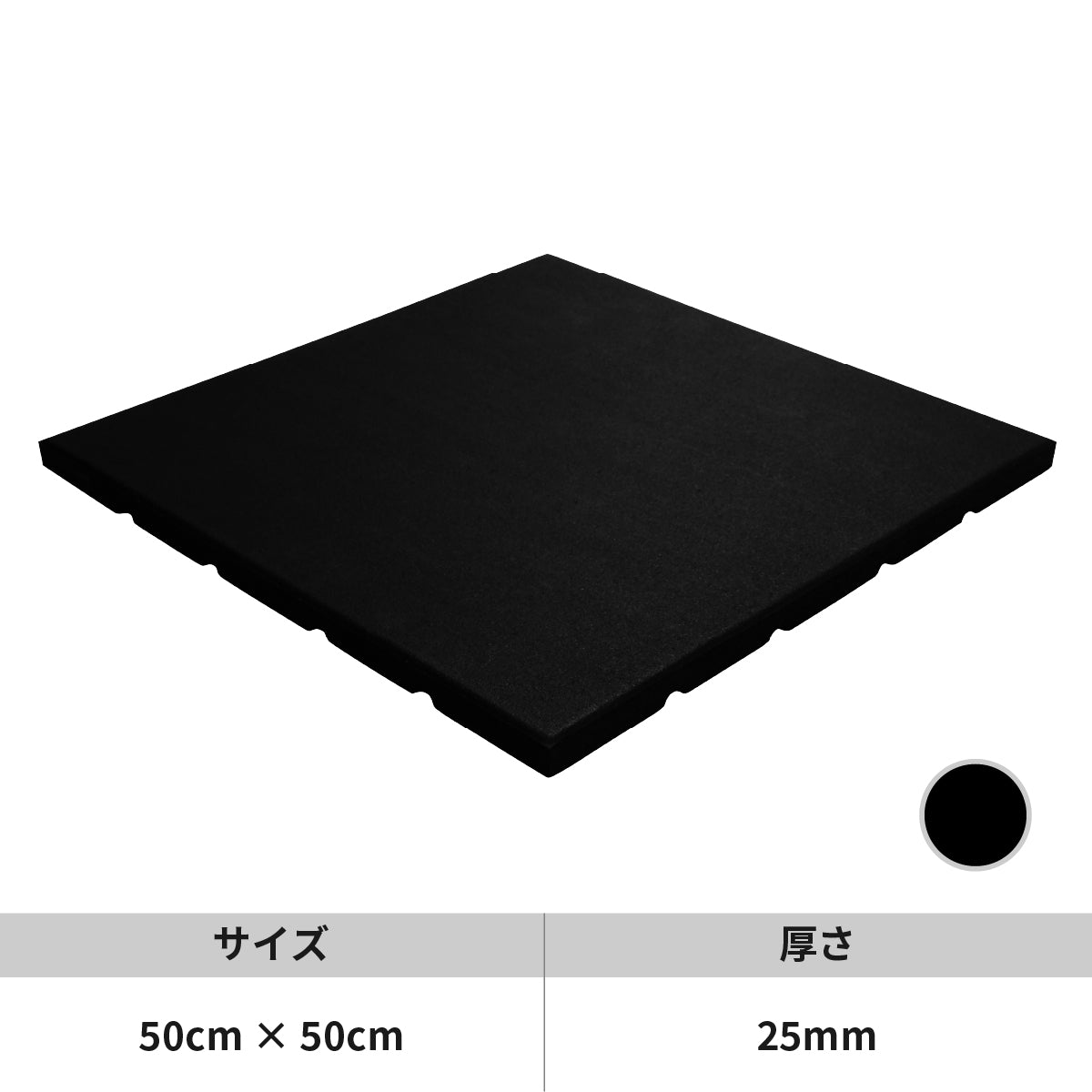 EVM-125 EVOLGEAR ラバーフロアマット50cm×50cm(厚さ：25mm)