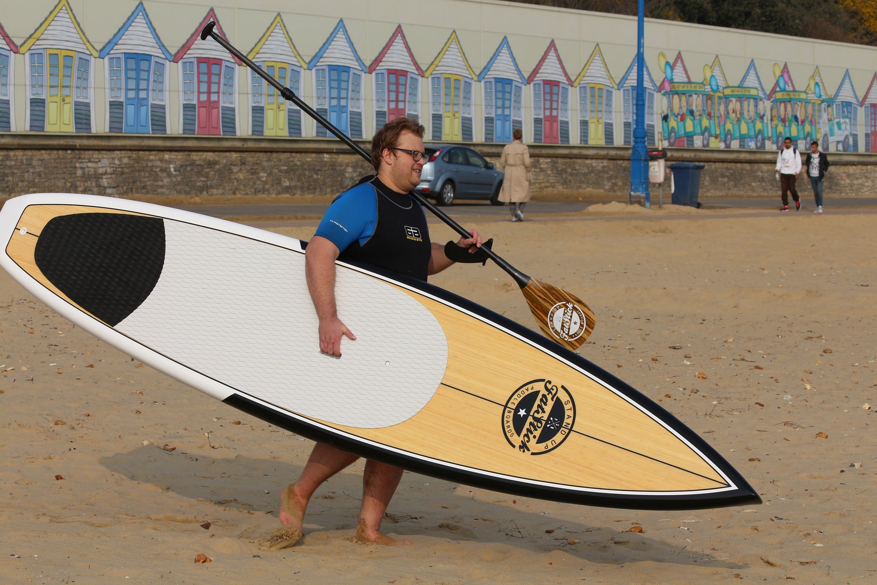 Open Ocean Bamboo Hard SUP Tourer Paddle Board 12'6ft Package