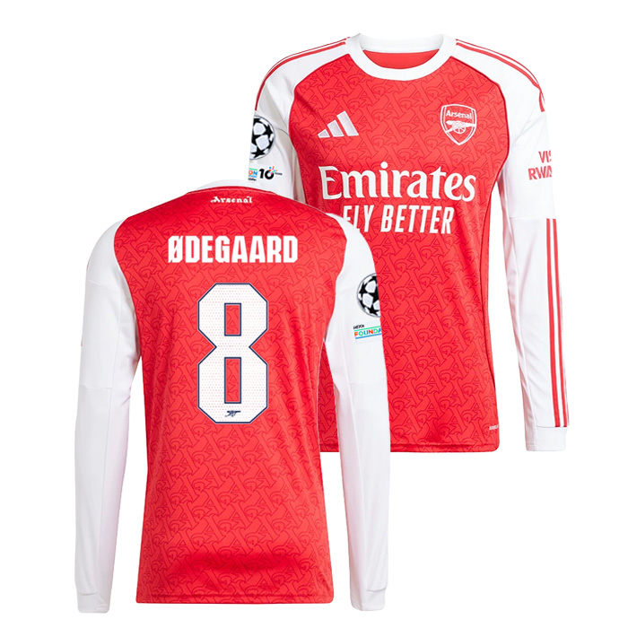 アーセナル 25-26 ホーム 長袖 ユニフォーム No.8 ウーデゴール (CL