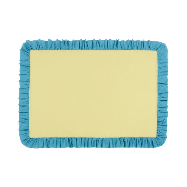 バイカラー フリル テーブルクロス 1800×1300 イエロー×ブルー