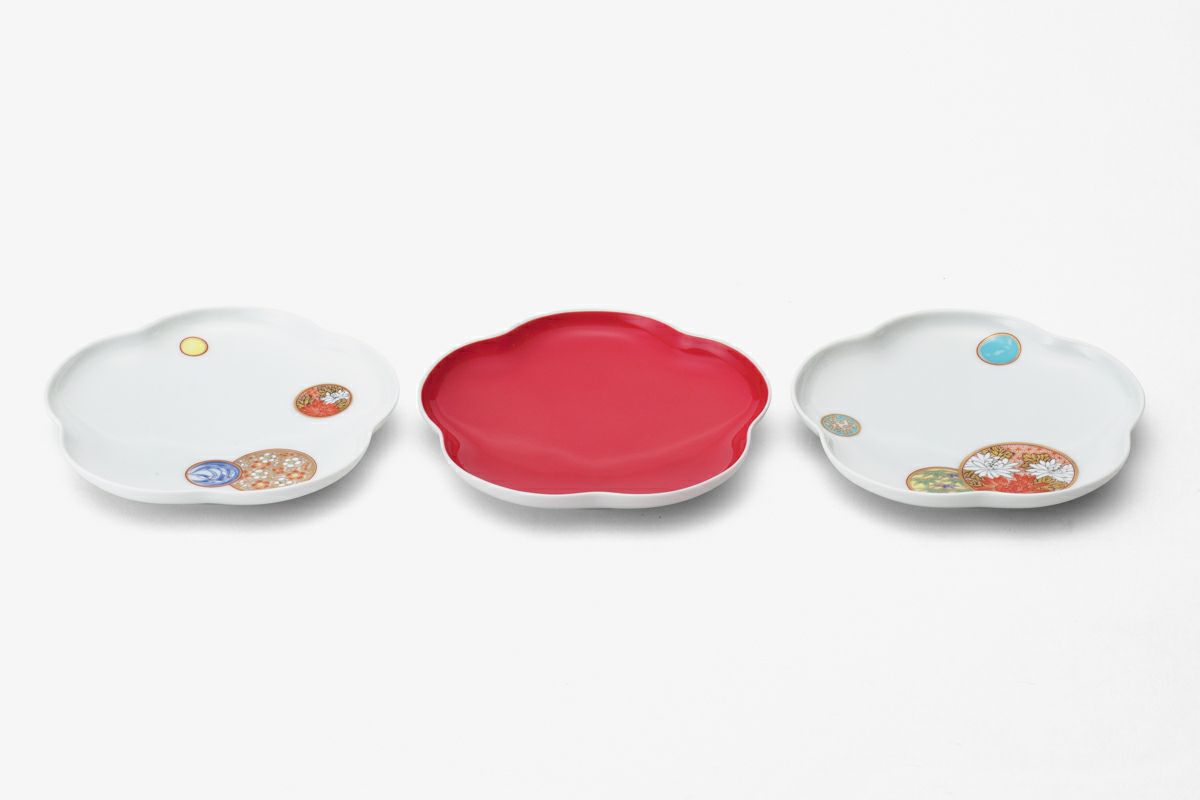 寿赤絵 トリプレット緋（AKE）3枚組径 14cm | 有田焼 深川製磁