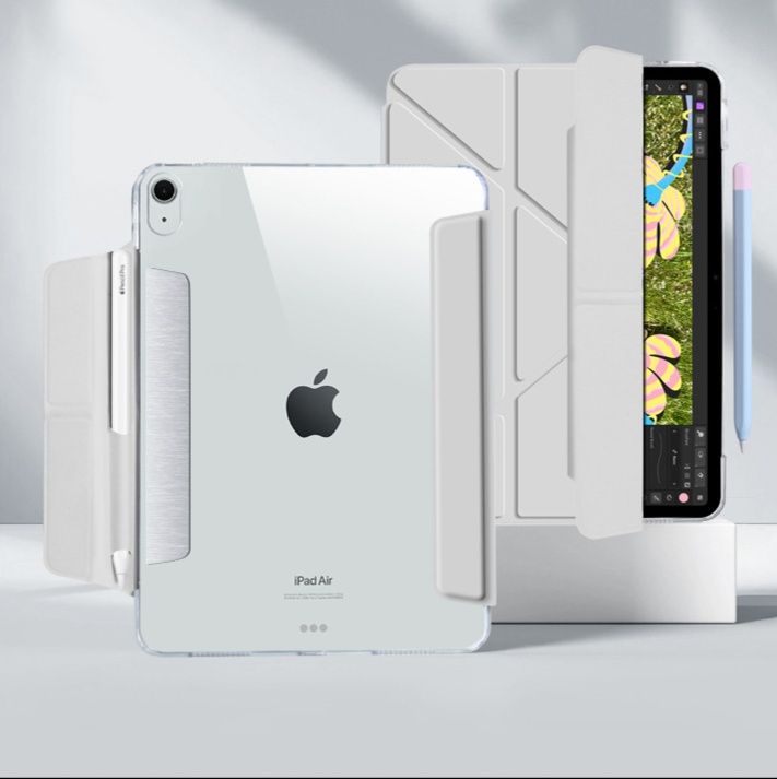 三つ折り透明背面保護カバー付きiPadAirケースカバー iPad Air ケース