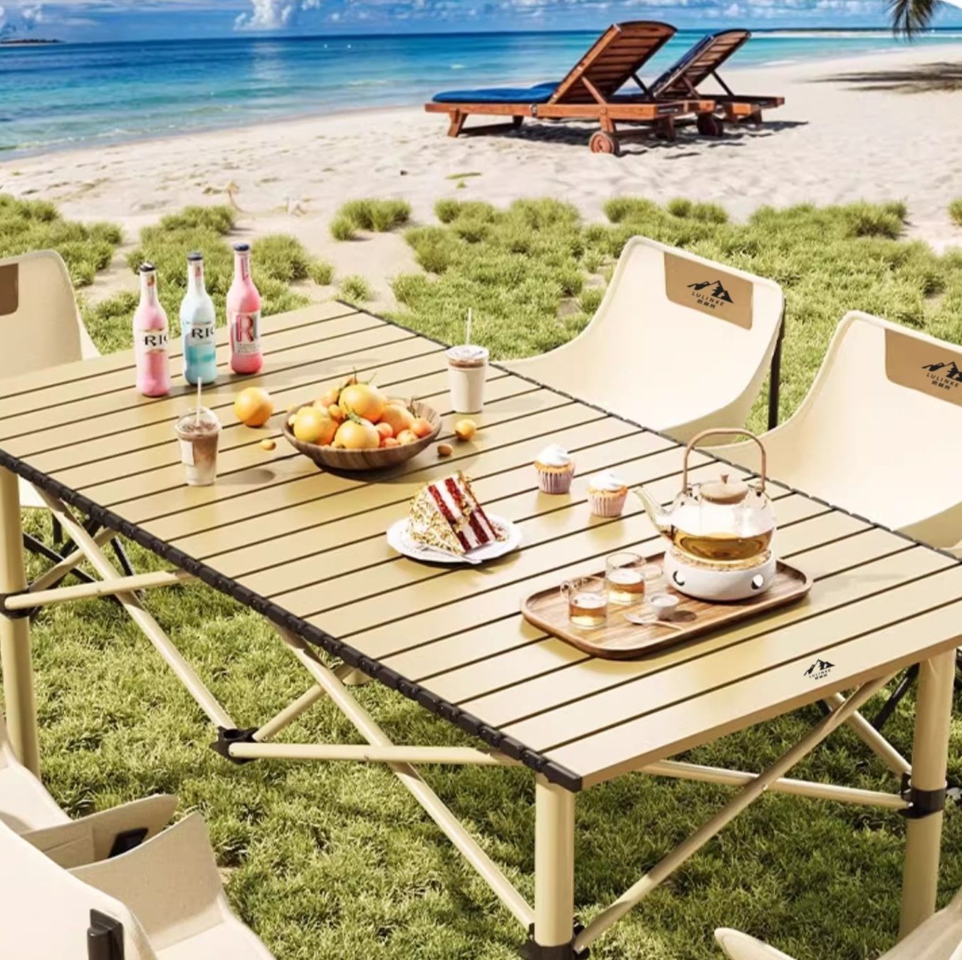 キャンプ用品 ポケット付き超軽量折りたたみテーブル テーブル