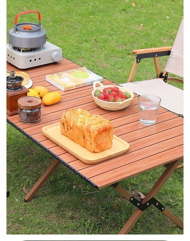 アウトドアキッチンテーブル 折りたたみ式 ロール天板 キャンプ