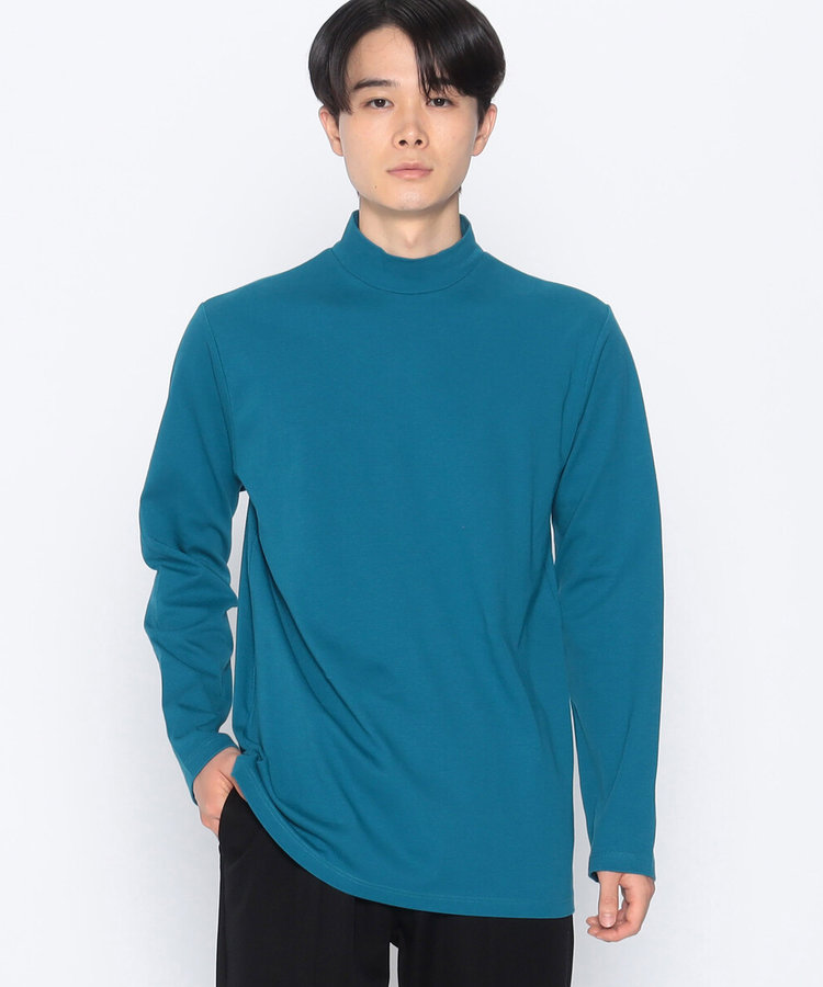 エッセンシャルコットン モックネックTシャツ（長袖）（47-60TE09-203