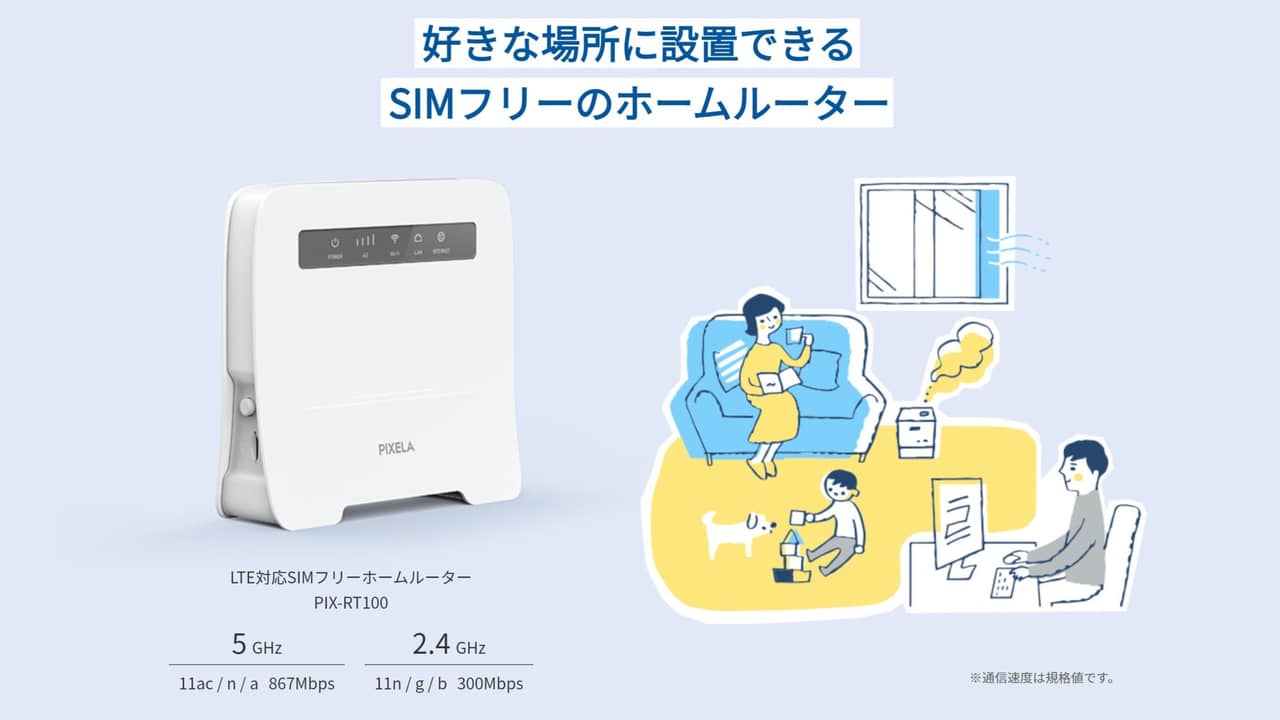 SIMフリーWi-Fiルーター「PIX-RT100」発表！LANポートも搭載！楽天SIM