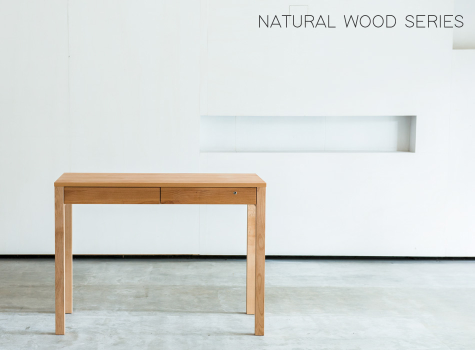 天然木アルダー無垢材 デスク 幅100 奥行53 高さ72cm ナチュラルウッド