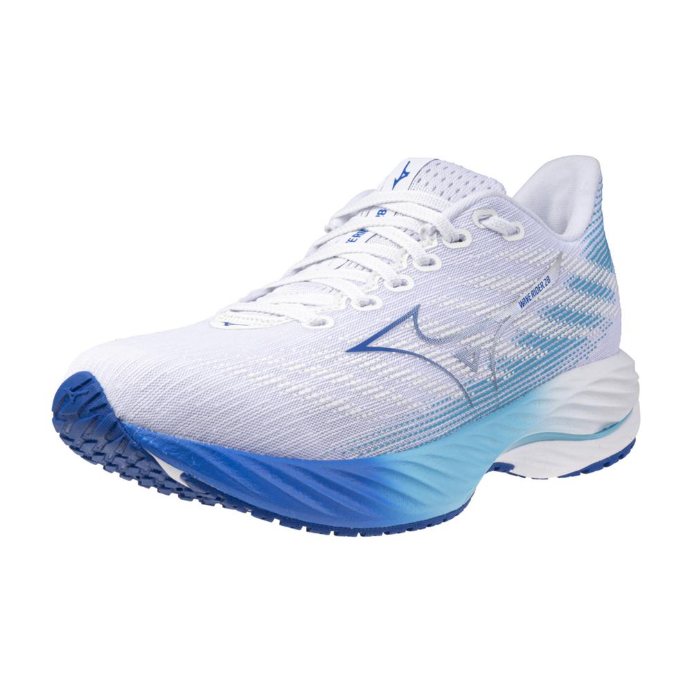 Women's Wave Rider 28 Running Shoe - White/ Mugen Blue - Regular