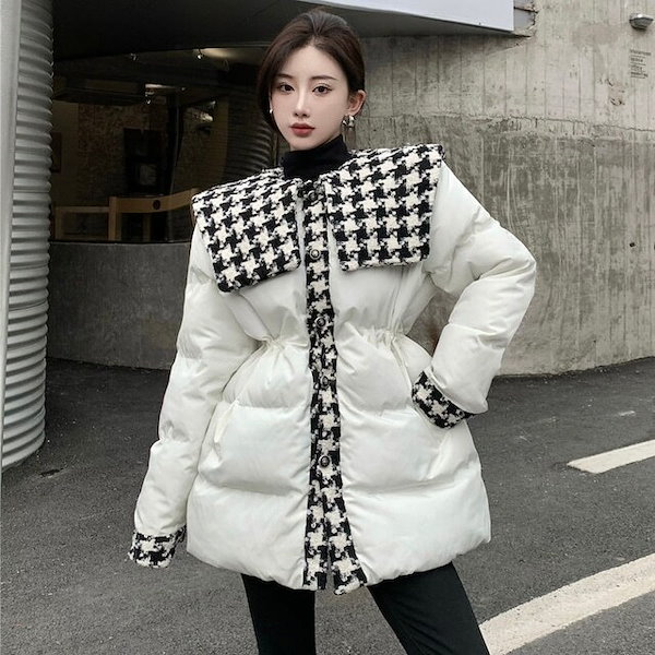 Qoo10] レディース 千鳥格子柄カラーステッチ ダ