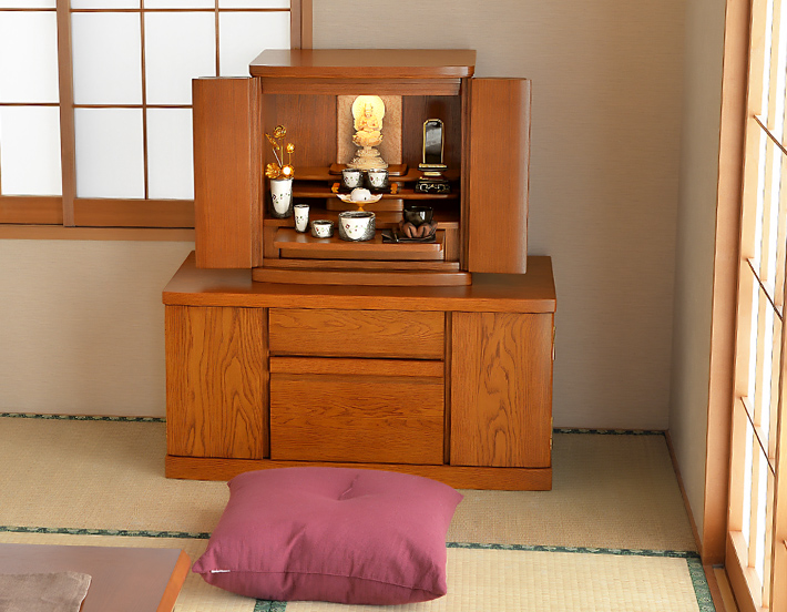 上置きモダン仏壇 マーベル 紫檀色・ミディアムダーク 17号 | 仏壇