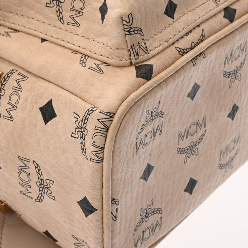 エムシーエムバックパック サイドスタッズ ベージュ ゴールド金具