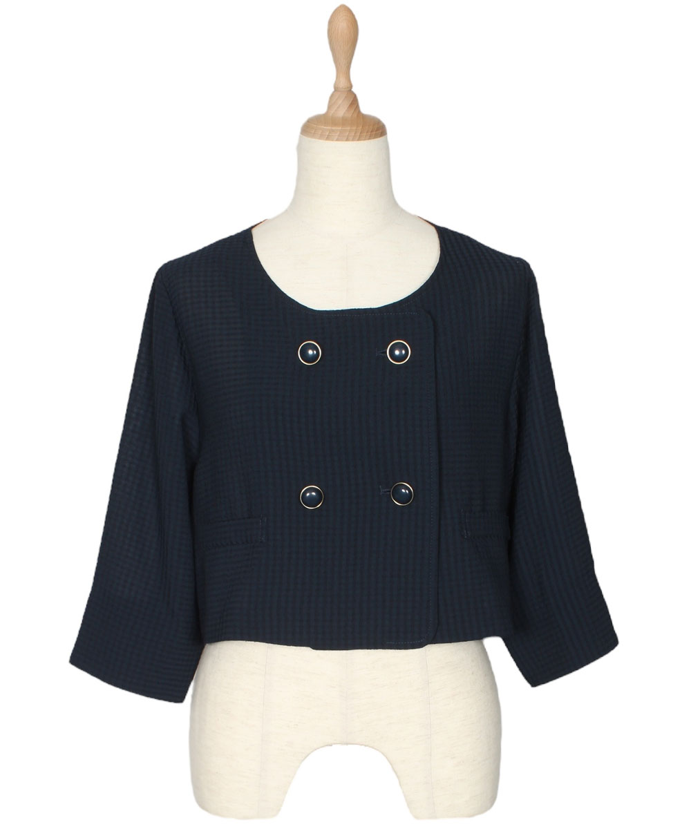 SALE】シアサッカーノーカラーダブルジャケット - 12Twelve Agenda