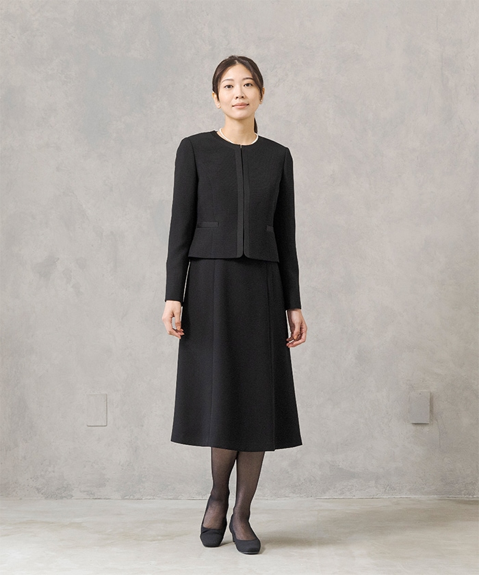 HIROMI YOSHIDA Black 1203420]ノーカラージャケット×シフォン