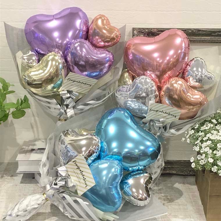 ハートアモレ]卒業式・成人式・発表会などに カラーが選べるバルーンブーケ