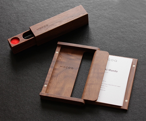 ウォールナット】木の名刺ケース＆印鑑ケース ギフトボックス｜木製