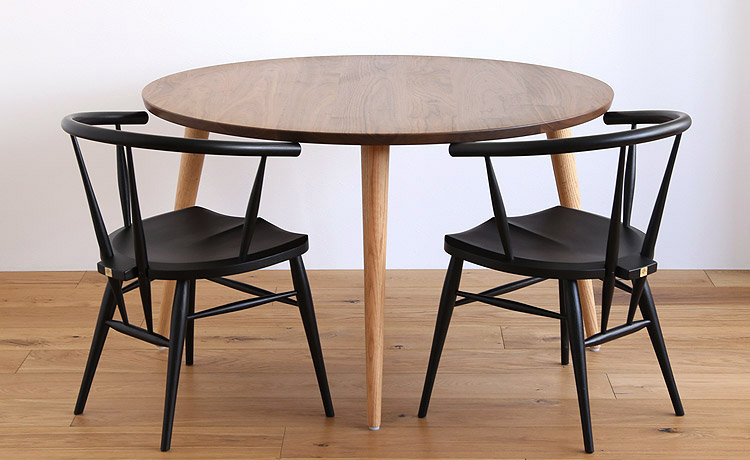 円形ダイニングテーブル ウォールナット オーク 無垢 幅105 120cm 高さ