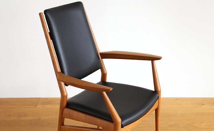 日進木工 ハイバック ダイニングチェア 肘付き アームチェア レッド