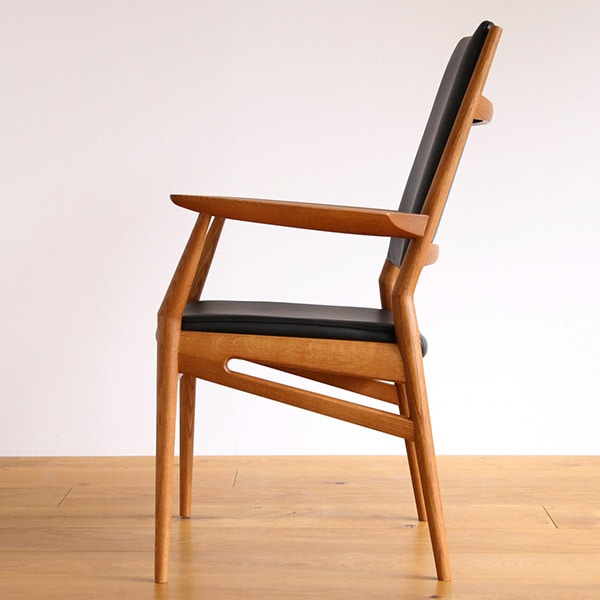 日進木工 ハイバック ダイニングチェア 肘付き アームチェア レッド