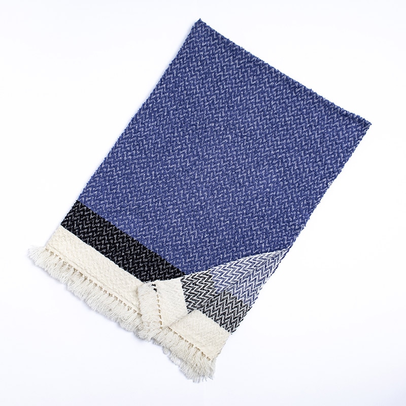 工房織座 [LOOP WOOL COTTON BLANKET SHAWL herringbone ウール