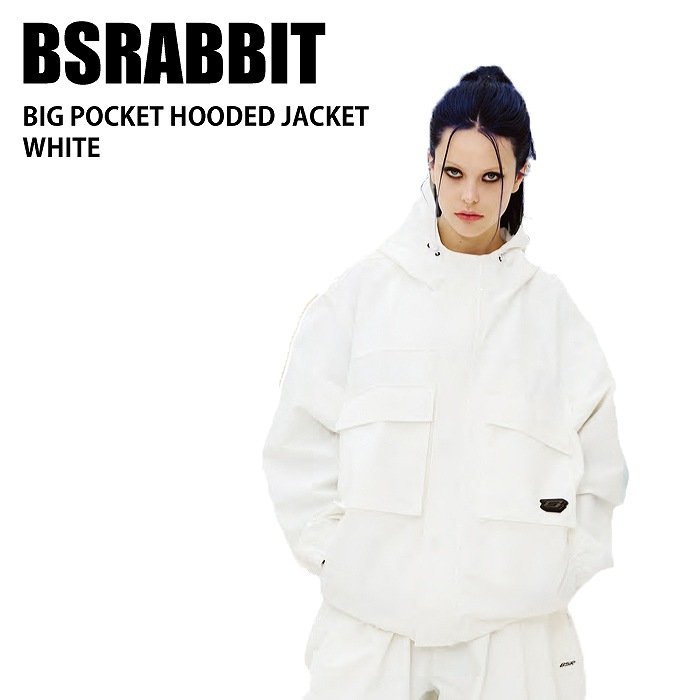 BSRABBIT ビエスラビット BIG POCKET HOODED JACKET WHITE 24-25