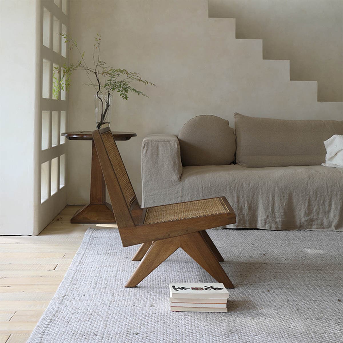 VeroMan ラタン編みチェア ローチェア 椅子 安定設計 ハンドメイド編み