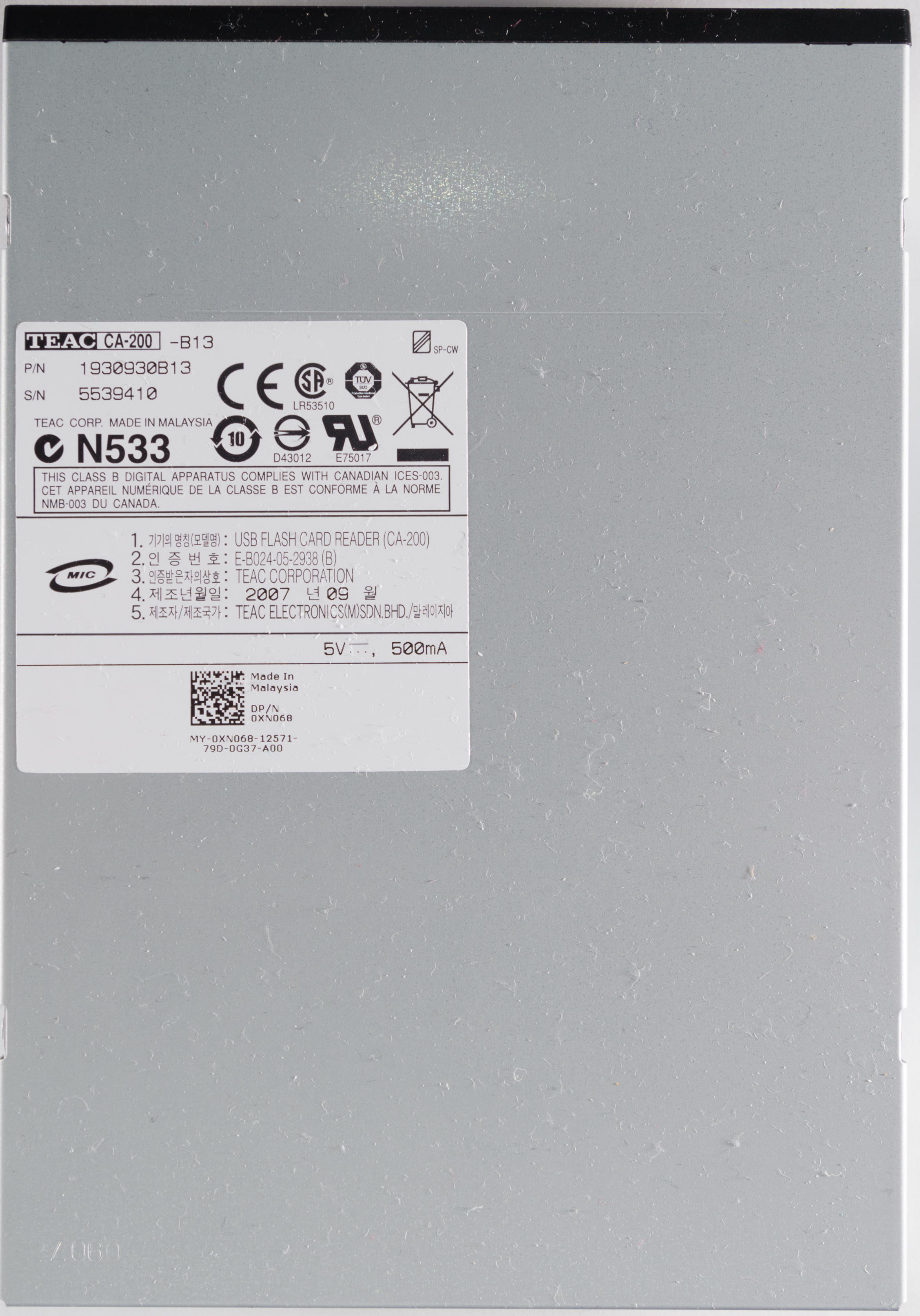 Tested: Teac CA-200 Internal USB2.0 Card Reader (OEM for Dell