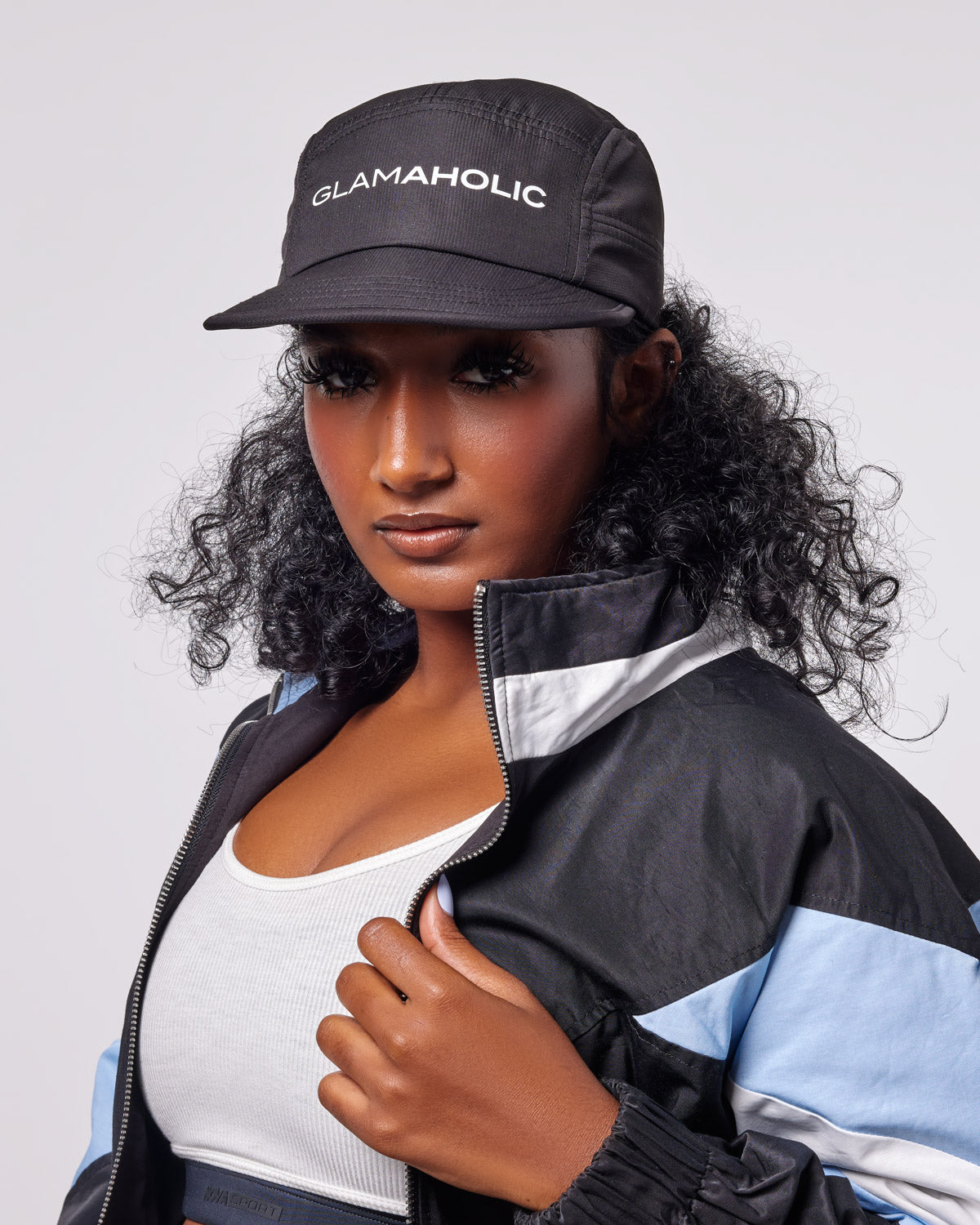 Athletic 5 Panel Hat | Black | Water-Resistant Nylon | Comfort Fit